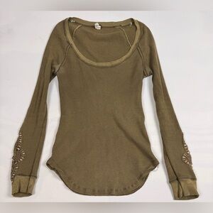 Free People Synergy Cuff Long Sleeve Thermal Army Green Women’s M